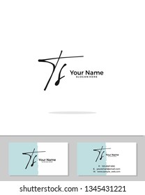 T S TS initial logo signature template vector. Handwriting logo concept