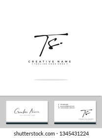 T S TS initial logo signature template vector. Handwriting logo concept 2