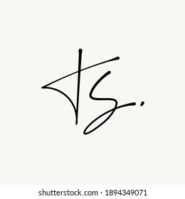 T S TS monogram logo. Ts minimalist handwriting initials or icon in a handwritten style. Black and white minimalist vector illustration.