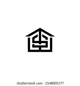 t s su primera plantilla inicial de diseño de vectores de logotipo para el hogar