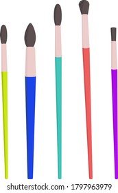 t Un conjunto de pinceles multicolores para la pintura, formas diferentes