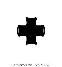 T shape fitting pipe silhouette icon vector flat design.