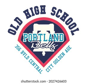 T shirt and apparel graphic design blue and red port land for, boys ,girls and kids, design vector name letters, print, typography, tee logo