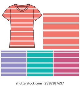 T shirt apparel template, fashion flat illustration vector. basic striped T pants.