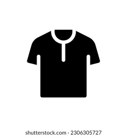 T shirt black glyph ui icon. Men clothing store. Online marketplace. User interface design. Silhouette symbol on white space. Solid pictogram for web, mobile. Isolated vector illustration