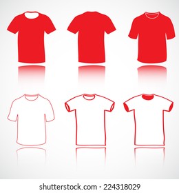 t shirt, blank, front, back side views, vector illustration