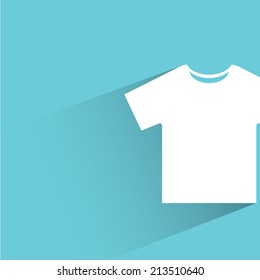 T shirt, blue background, flat and shadow theme design