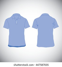 T shirt blue template. Front and back