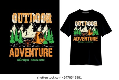 T SHIRT CAMPING DESIGN, OUTDOOR AND ADVENTURE,