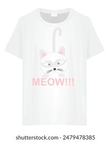 T shirt with cat design. vector