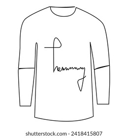 T shirt clothes continuous single line outline vector art drawing and simple one line shirt minimalist design