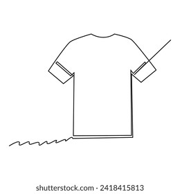 T shirt clothes continuous single line outline vector art drawing and simple one line shirt minimalist design