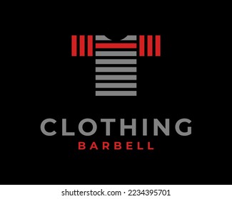 T Shirt Clothing Fashion Clothes Apparel Fitness Barbell Dumbbell Weight Workout Vector Logo Design