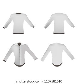 T shirt clothing template blank white design. Front, back view textile isolated model empty. Advertising mockup space vector. Fabric sport adult hipster trendy logo. Cotton outfit cloth sign dress.