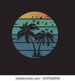 
t shirt  Coconut Tree  Vector Art