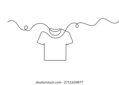 Camiseta continua de una línea de dibujo minimalista Ilustración vectorial de contorno