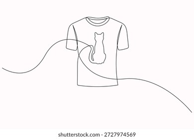 T-Shirt durchgehende einzeilige Zeichnung minimalistische Umrissgrafik