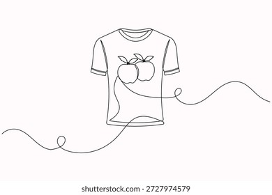 T-Shirt durchgehende einzeilige Zeichnung minimalistische Umrissgrafik