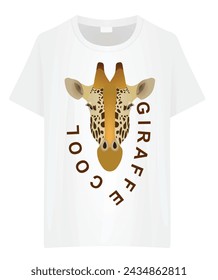 T shirt cool giraffe design. vector