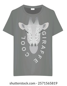 T shirt cool giraffe design. vector