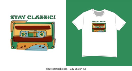 T shirt design abstract cassette stay classic