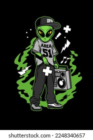 t shirt design ALIEN AREA 51 CARTOON
