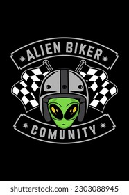 t shirt design ALIEN BIKER
