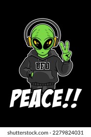 t shirt design ALIEN PEACE IMAGE
