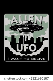 t shirt design Alien Vintage Poster
