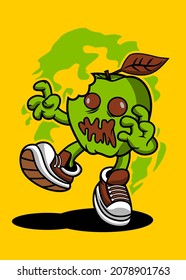 T Shirt Design APPLE ZOMBIE CARTOON