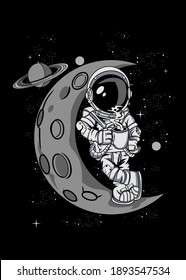 t shirt design ASTRONAUT COFFEE TIME