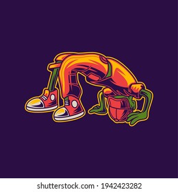 t shirt design astronaut in a fanciful position break dance illustration