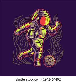 t shirt design astronaut herd the moon football illustration