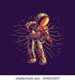 t shirt design astronaut playing violin illustration