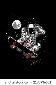 t shirt design ASTRONAUT SKATEBOARD
