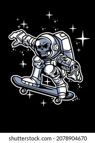 t shirt design ASTRONAUT SKULL SKATEBOARD
