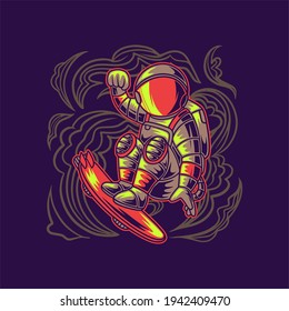 t shirt design astronauts the waves in style surfing illustration