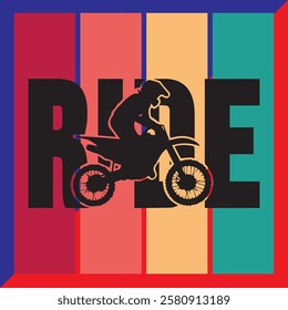 T - Shirt design bike rider color black green red orange