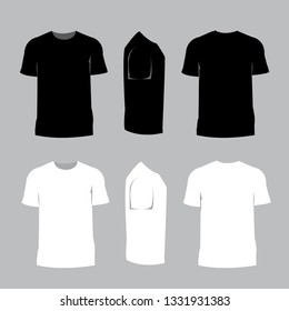 T shirt design black and white color,front,side,back.