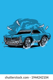 t shirt design BLUE MUSCLE CAR
