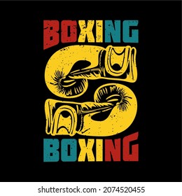 t shirt design boxing boxing with boxing glove and black background vintage illustration