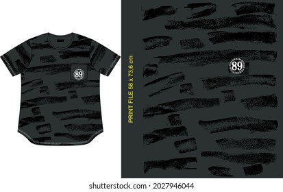 t shirt design, with brush abstract pattern print, clothing apparel casual fashion and youth style