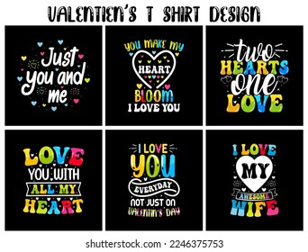 Valentine’s T Shirt Design Bundle, Valentines typography shirts, coloring valentine t shirt
