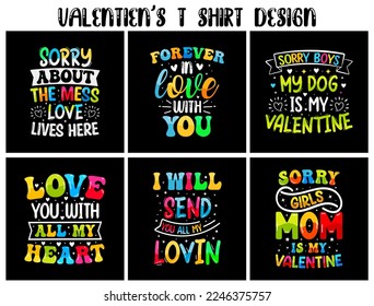 Valentine’s T Shirt Design Bundle, Valentines typography shirts, coloring valentine t shirt
