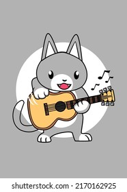 t shirt design CAT PLAY GUITAR CARTOON
