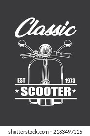 t shirt design CLASSIC SCOOTER BLACK AND WHITE
