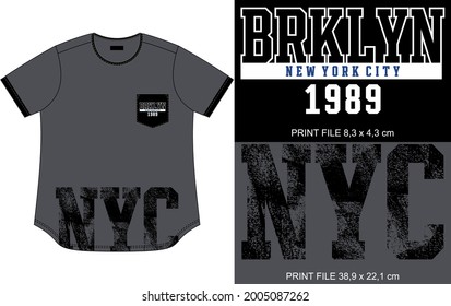 t shirt design clothing apparel, nyc words texture grunge print, fashion style.