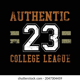 t shirt design college league number 23 authentic orange and green