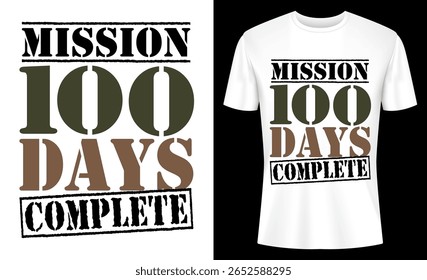 Design de camiseta comemorando alcançar um objetivo de cem dias, conquista ou desafio, perfeito para comemorar sucessos com este traje simbólico.