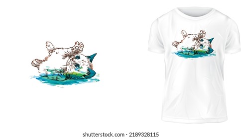 t shirt design concept, Baby cats are playing